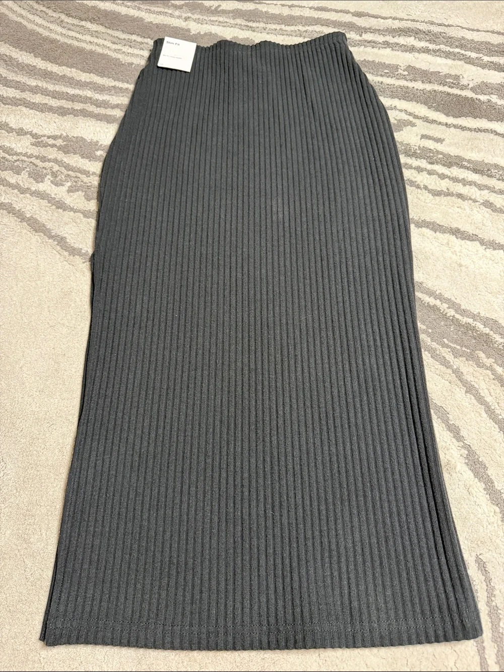 Nike Black Ribbed Midi Skirt with Side Slit
